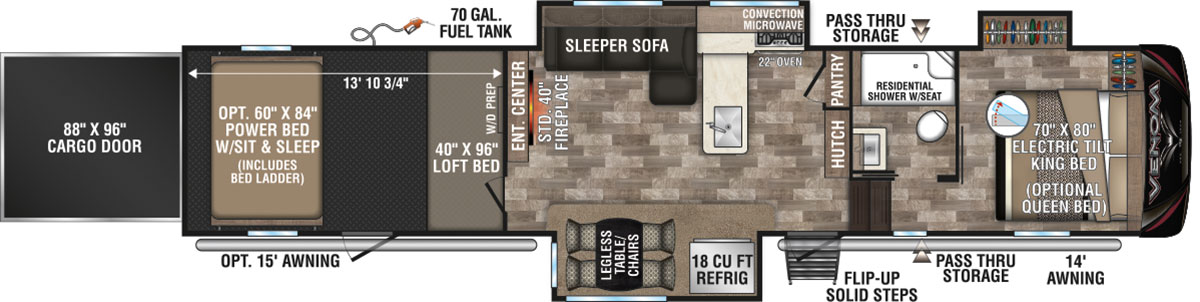 2020 KZ RV Venom 4114TK Fifth Wheel Toy Hauler Floorplan