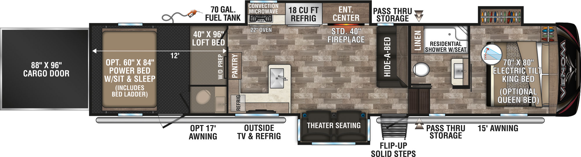 2020 KZ RV Venom 4012TK Fifth Wheel Toy Hauler Floorplan