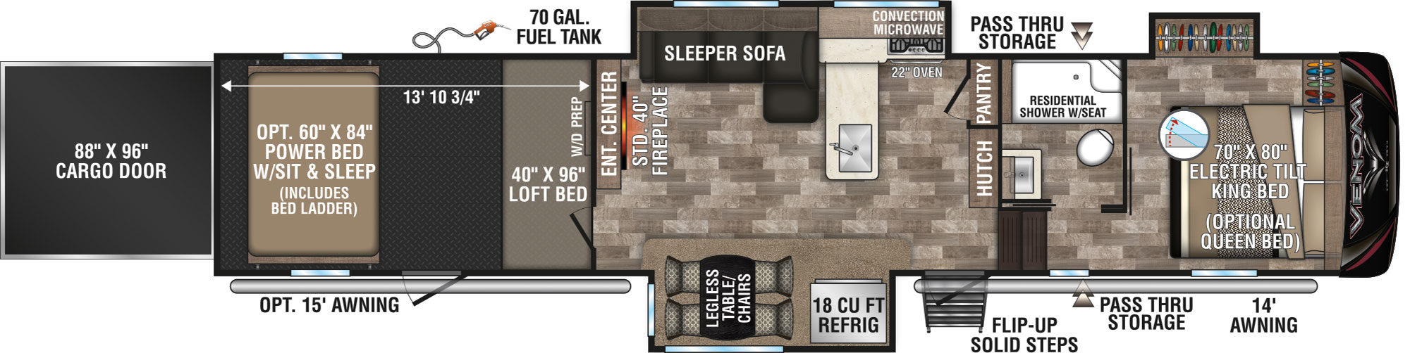 2020 KZ RV Venom 4114TK Fifth Wheel Toy Hauler Floorplan