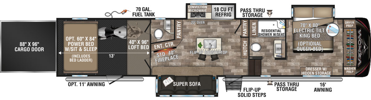 2020 KZ RV Venom 4013TK Fifth Wheel Floorplan