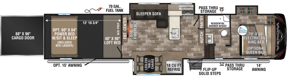 2020 KZ RV Venom 4114TK Fifth Wheel Floorplan