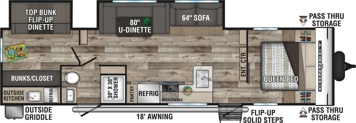 2021 KZ RV Connect SE C312BHKSE Travel Trailer Floorplan