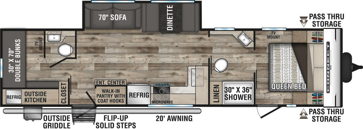 2021 KZ RV Connect SE C321BHKSE Travel Trailer Floorplan