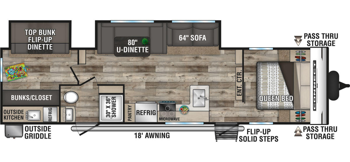 2021 KZ RV Connect SE C312BHKSE Travel Trailer Floorplan