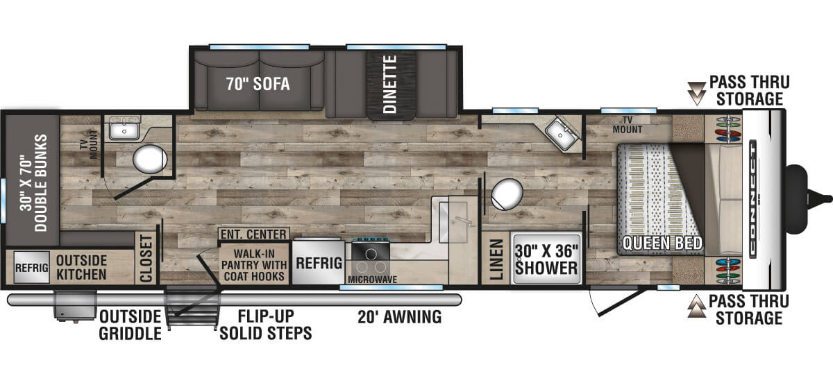 2021 KZ RV Connect SE C321BHKSE Travel Trailer Floorplan