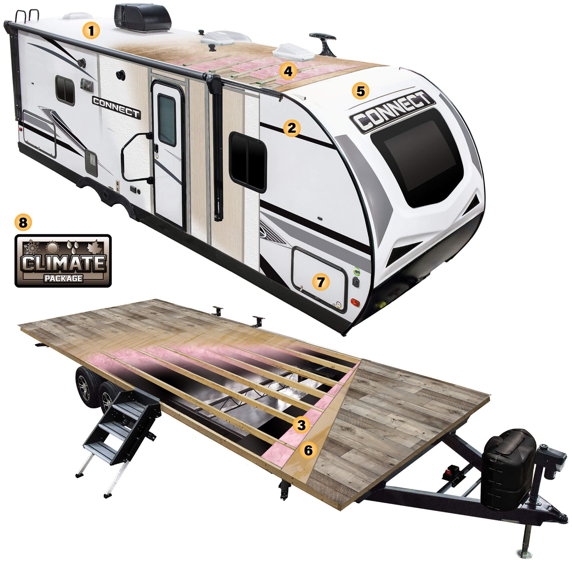 2021 KZ RV Connect Lightweight Travel Trailer Cutaway