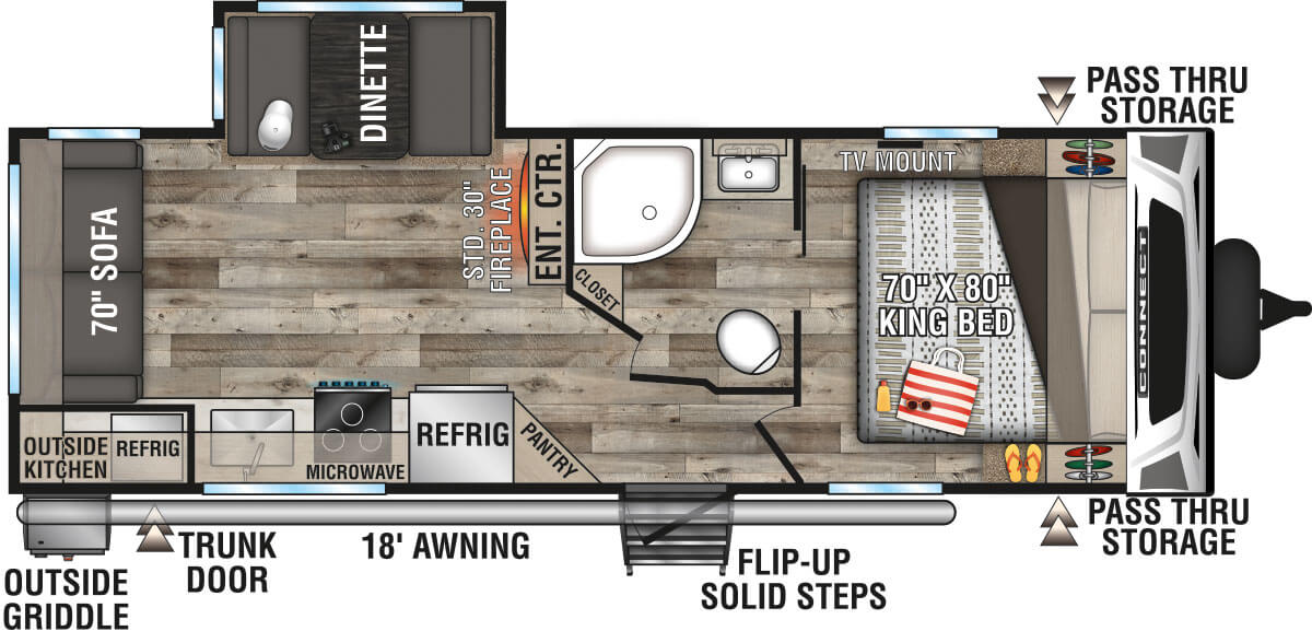 2021 KZ RV Connect C241RLK Travel Trailer Floorplan