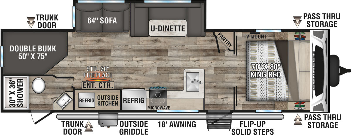 2021 KZ RV Connect C291BHK Travel Trailer Floorplan