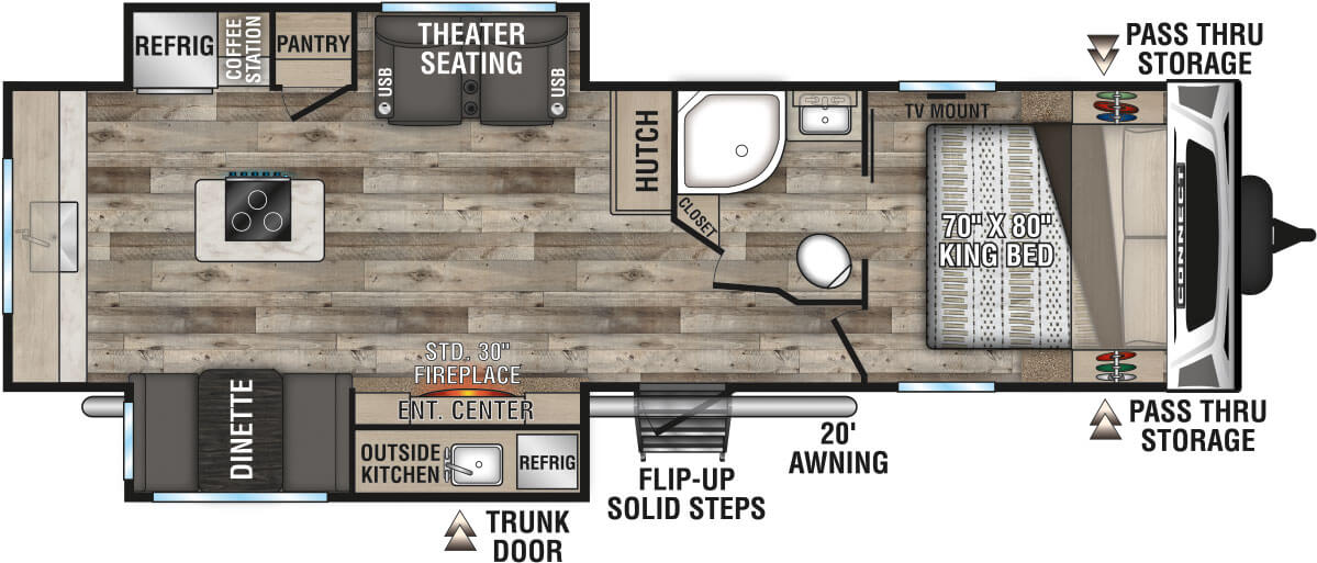 2021 KZ RV Connect C302RIK Travel Trailer Floorplan