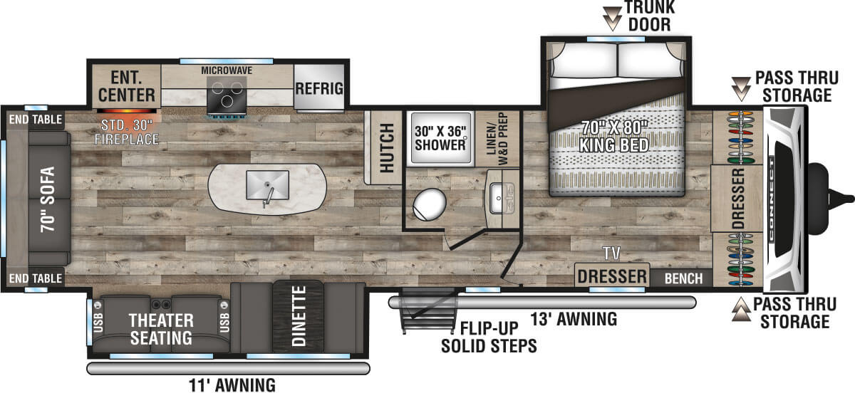 2021 KZ RV Connect C313MK Travel Trailer Floorplan