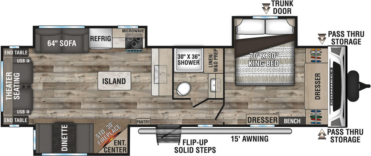 2021 KZ RV Connect C313RL Travel Trailer Floorplan