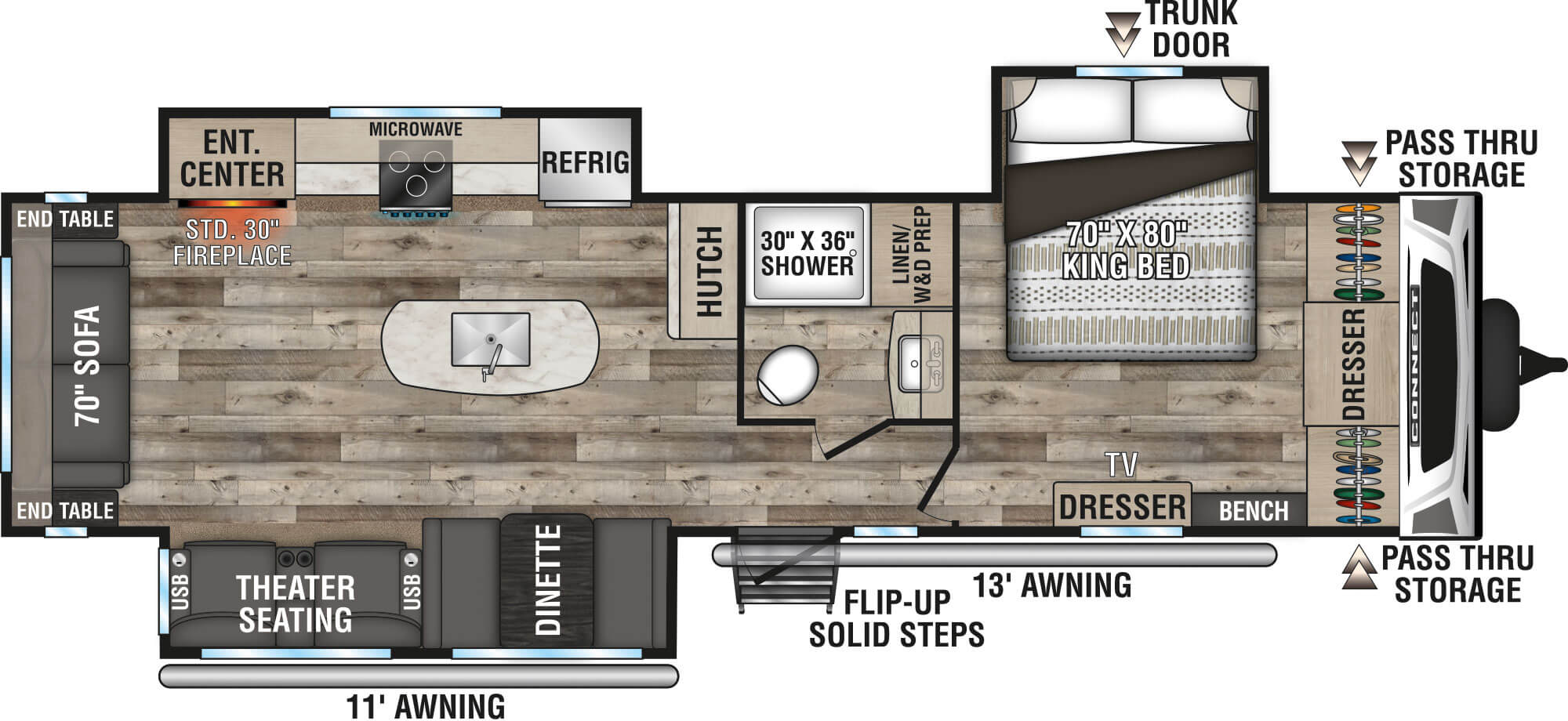 2021 KZ RV Connect C313MK Travel Trailer Floorplan