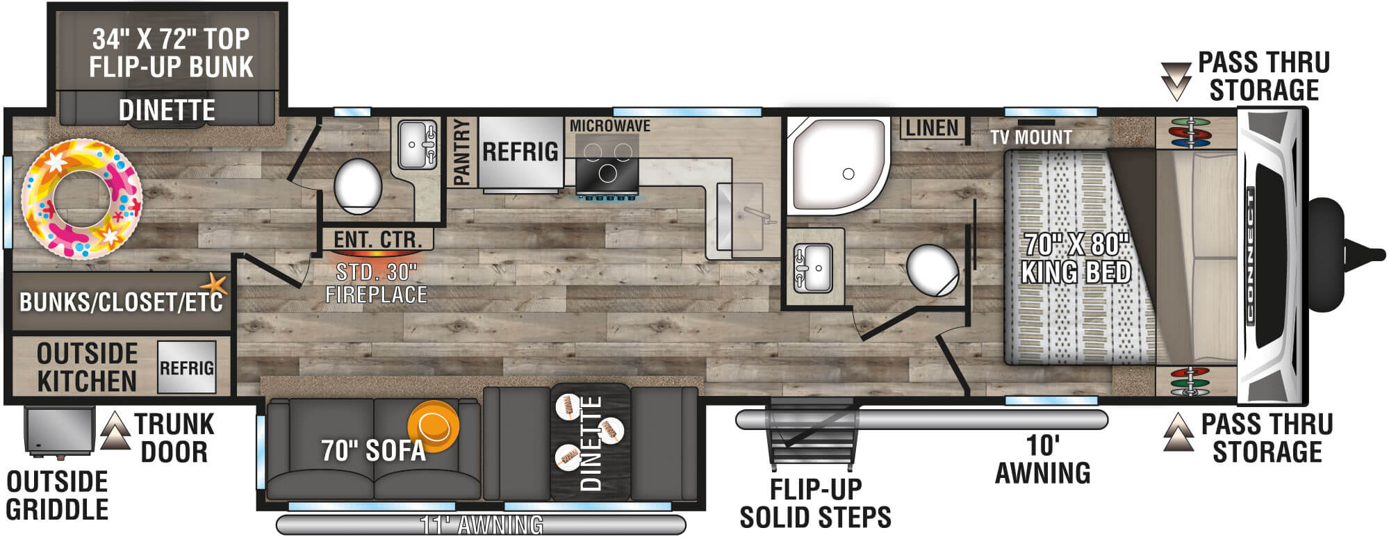 2021 KZ RV Connect C322BHK Travel Trailer Floorplan