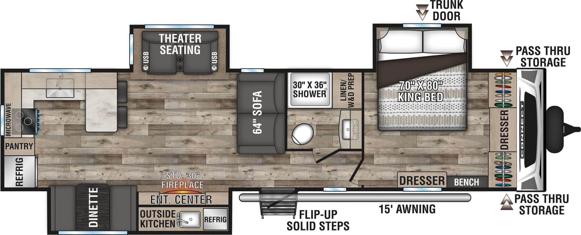 2021 KZ RV Connect C323RK Travel Trailer Floorplan