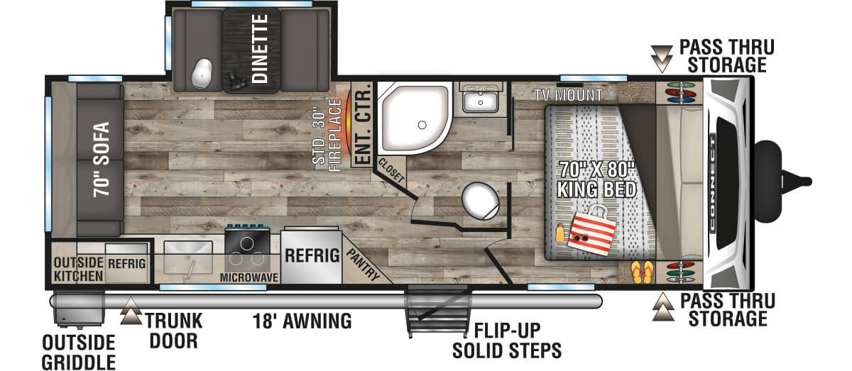 2021 KZ RV Connect C241RLK Travel Trailer Floorplan