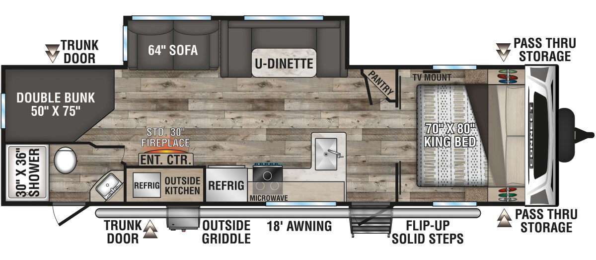 2021 KZ RV Connect C291BHK Travel Trailer Floorplan