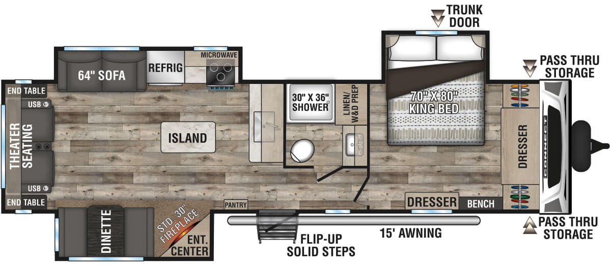 2021 KZ RV Connect C313RL Travel Trailer Floorplan