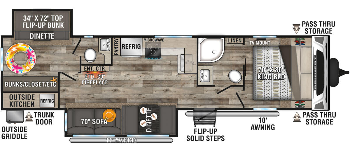 2021 KZ RV Connect C322BHK Travel Trailer Floorplan