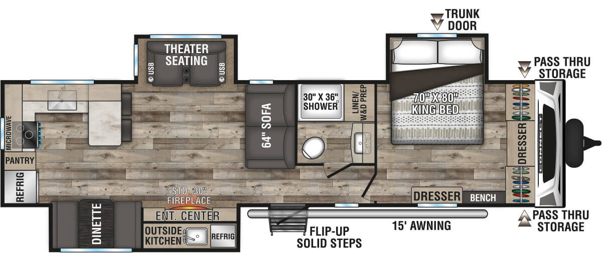 2021 KZ RV Connect C323RK Travel Trailer Floorplan