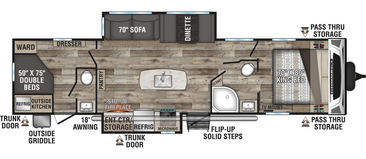 2021 KZ RV Connect C332BHK Travel Trailer Floorplan