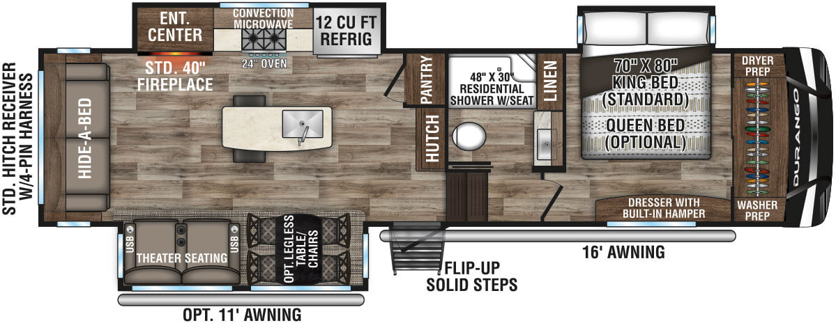 2021 KZ RV Durango D301RLT Fifth Wheel Floorplan