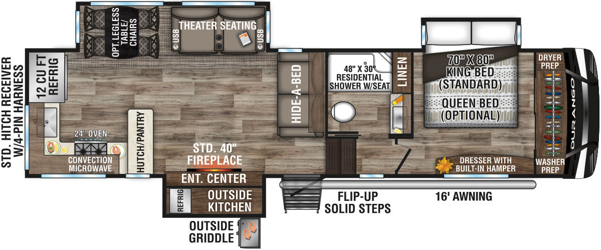 2021 KZ RV Durango D321RKT Fifth Wheel Floorplan