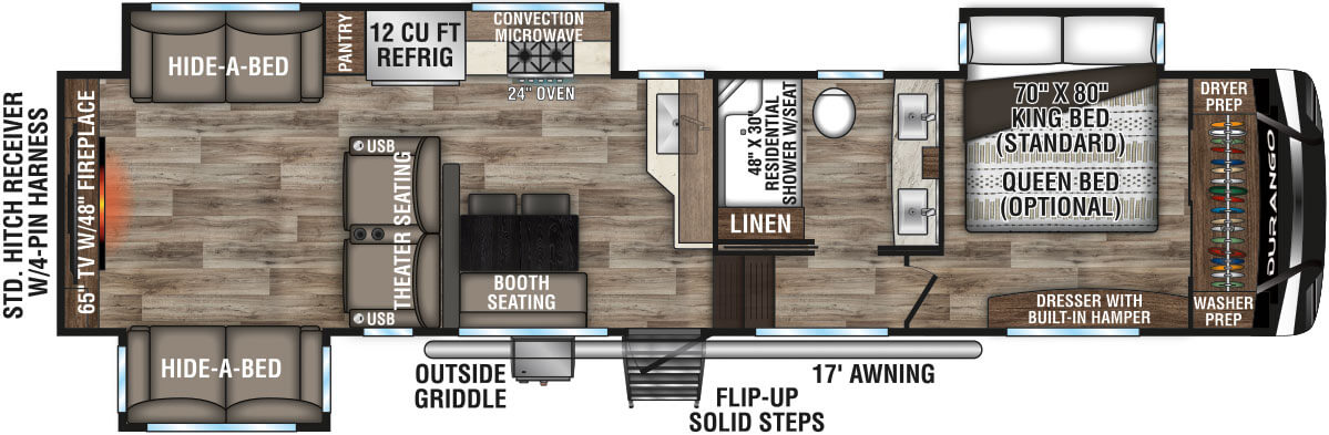 2021 KZ RV Durango D326RLT Fifth Wheel Floorplan