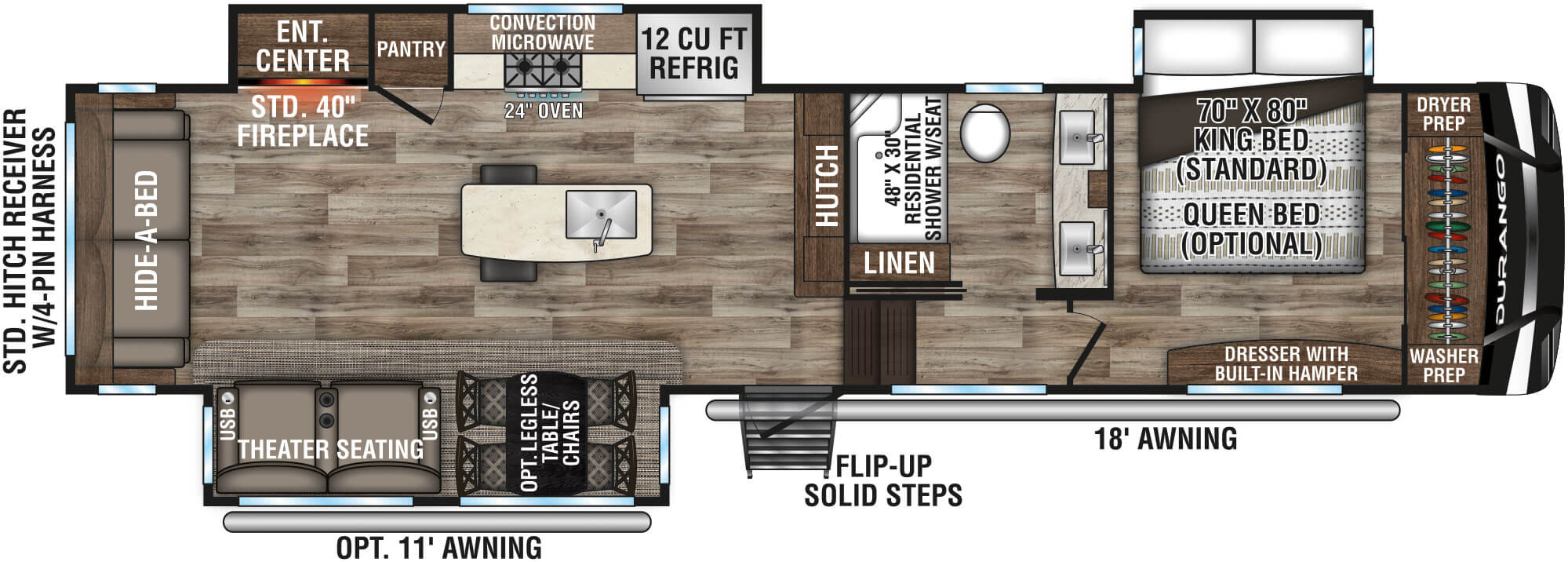 2021 KZ RV Durango D333RLT Fifth Wheel Floorplan