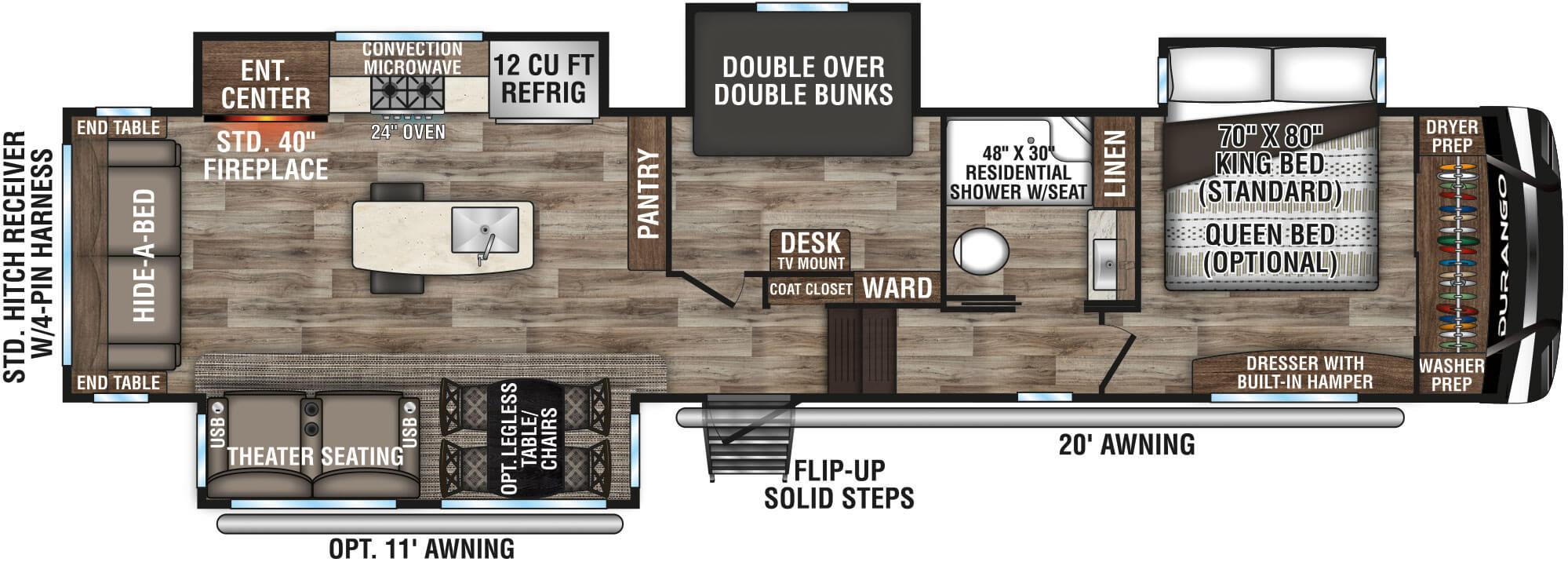 2021 KZ RV Durango D343MBQ Fifth Wheel Floorplan