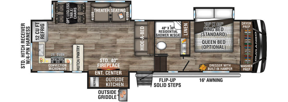 2021 KZ RV Durango D321RKT Fifth Wheel Floorplan