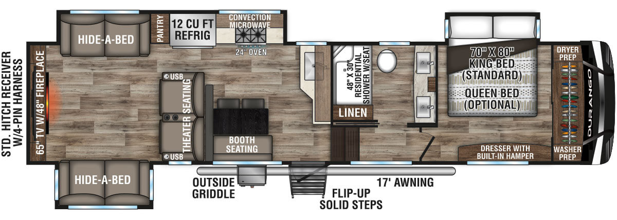 2021 KZ RV Durango D326RLT Fifth Wheel Floorplan