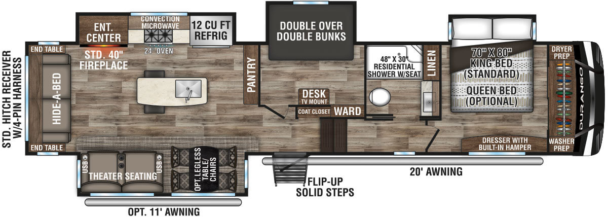 2021 KZ RV Durango D343MBQ Fifth Wheel Floorplan