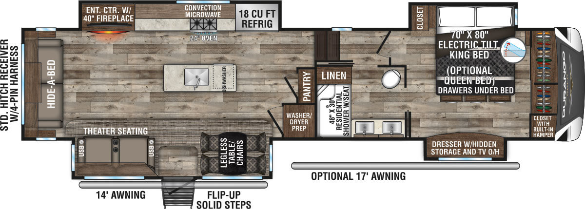 2021 KZ RV Durango Gold G383RLQ Fifth Wheel Floorplan