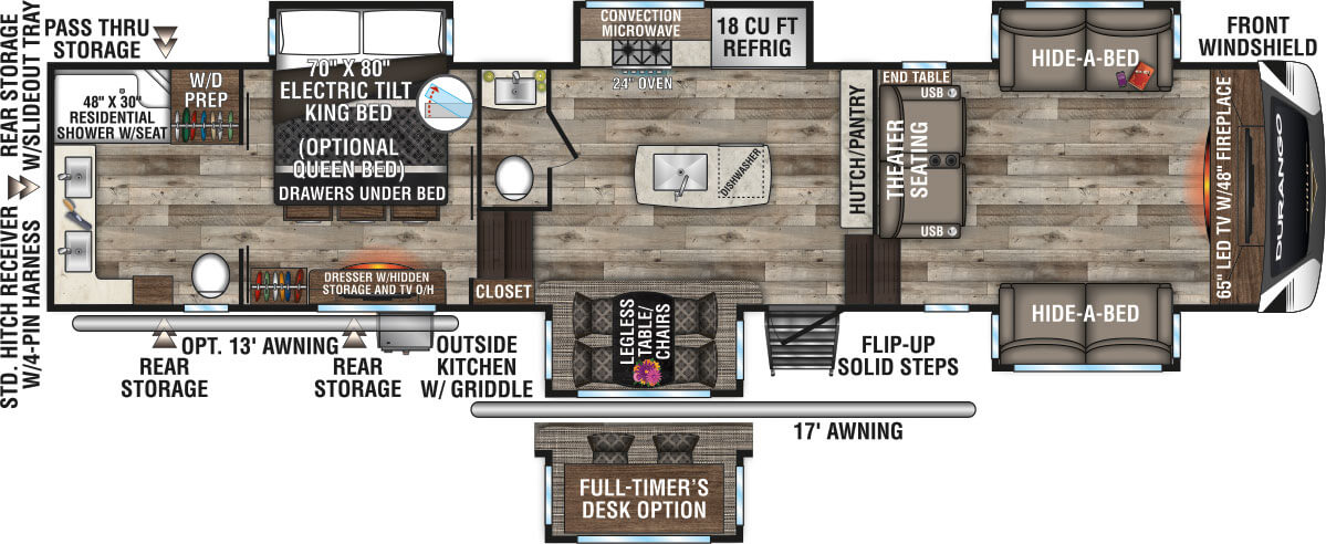 2021 KZ RV Durango Gold G386FLF Fifth Wheel Floorplan