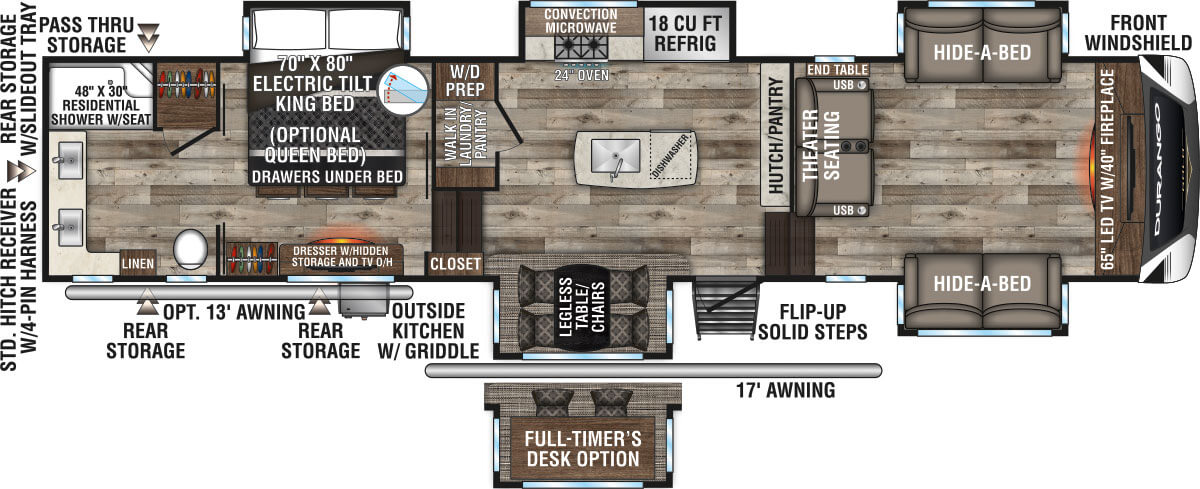 2021 KZ RV Durango Gold G387FLF Fifth Wheel Floorplan