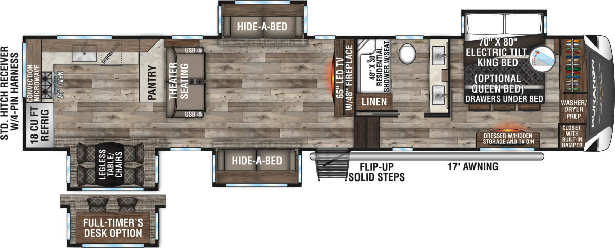 2021 KZ RV Durango Gold G391RKQ Fifth Wheel Floorplan