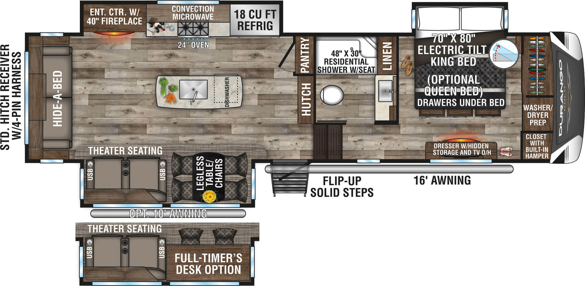 2021 KZ RV Durango Gold G356RLT Fifth Wheel Floorplan