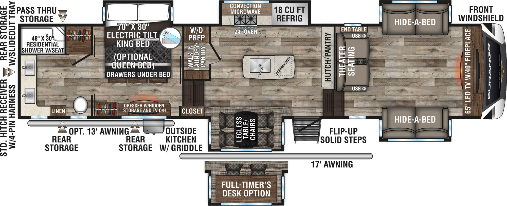 2021 KZ RV Durango Gold G387FLF Fifth Wheel Floorplan