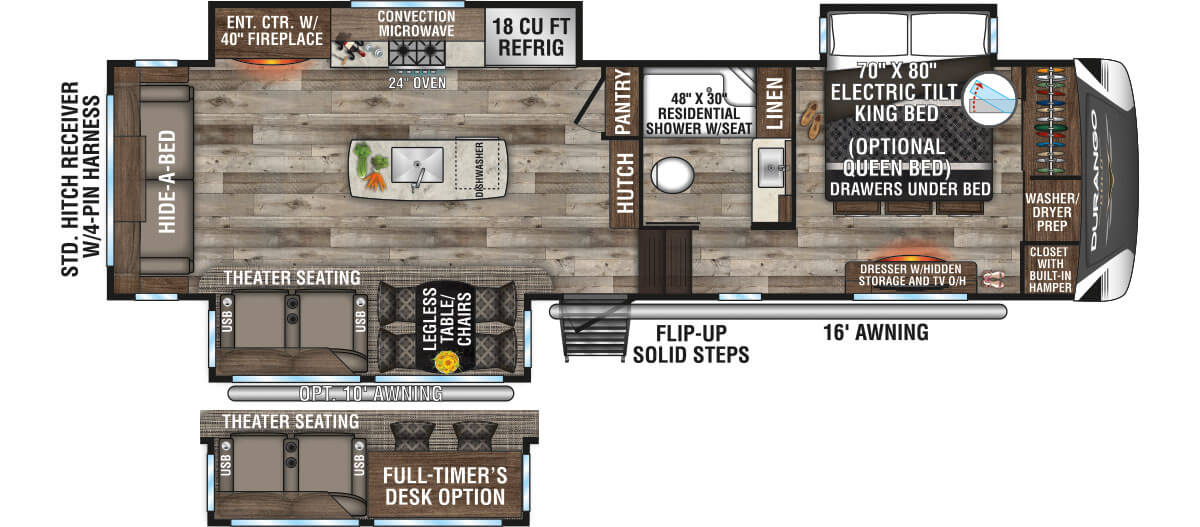 2021 KZ RV Durango Gold G356RLT Fifth Wheel Floorplan