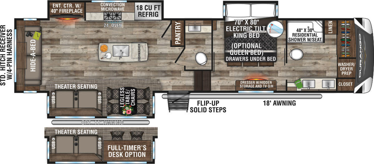 2021 KZ RV Durango Gold G366FBT Fifth Wheel Floorplan