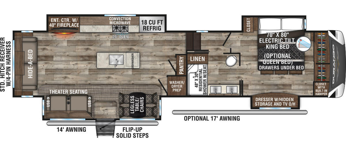 2021 KZ RV Durango Gold G383RLQ Fifth Wheel Floorplan