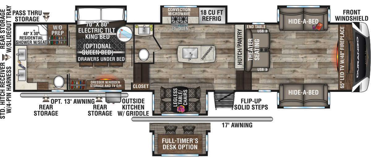 2021 KZ RV Durango Gold G386FLF Fifth Wheel Floorplan