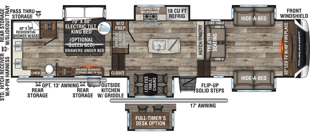 2021 KZ RV Durango Gold G387FLF Fifth Wheel Floorplan