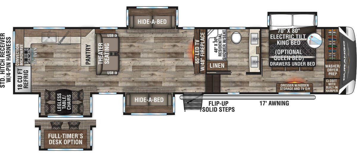 2021 KZ RV Durango Gold G391RKQ Fifth Wheel Floorplan