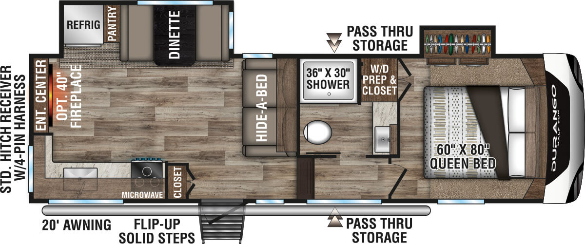 2021 KZ RV Durango Half-Ton D250RED Fifth Wheel Floorplan