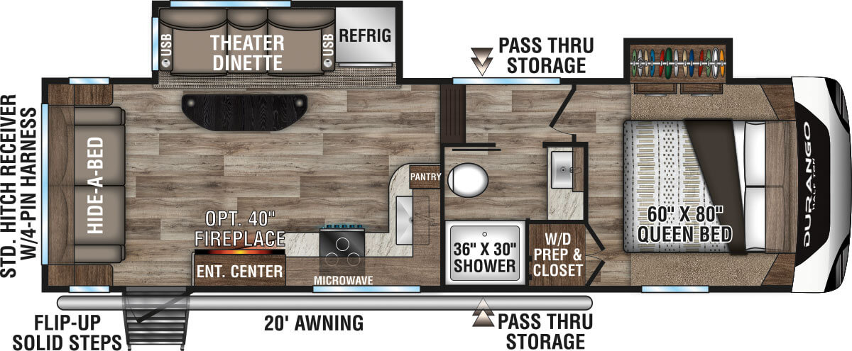 2021 KZ RV Durango Half-Ton D259RLD Fifth Wheel Floorplan