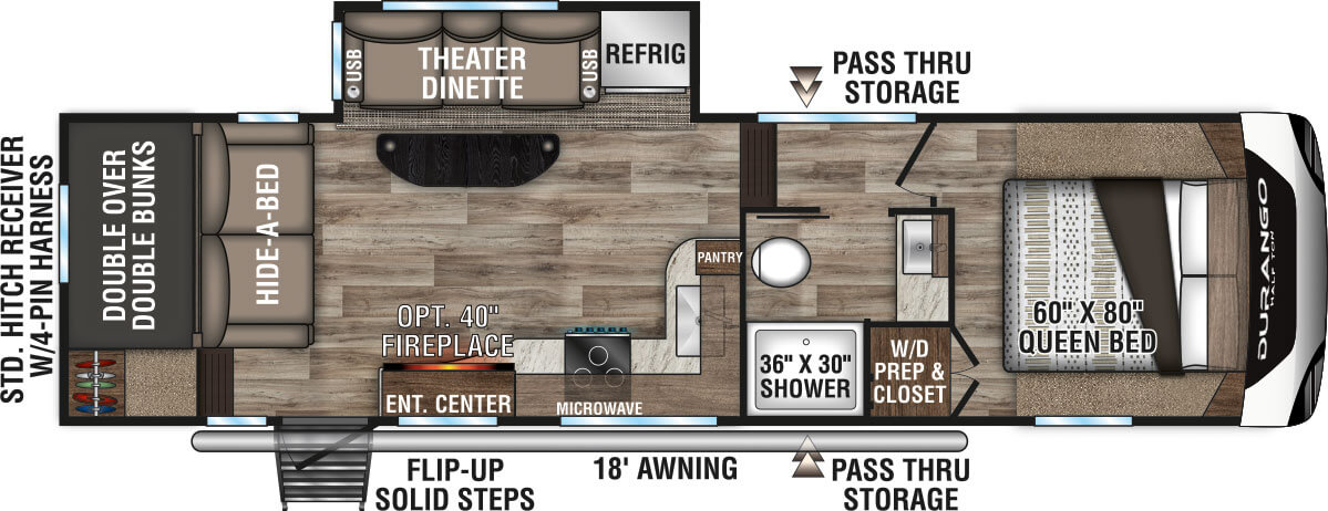 2021 KZ RV Durango Half-Ton D275BHS Fifth Wheel Floorplan