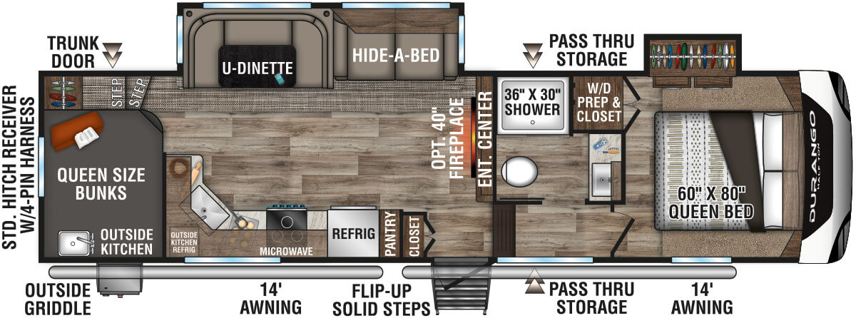 2021 KZ RV Durango Half-Ton D286BHD Fifth Wheel Floorplan