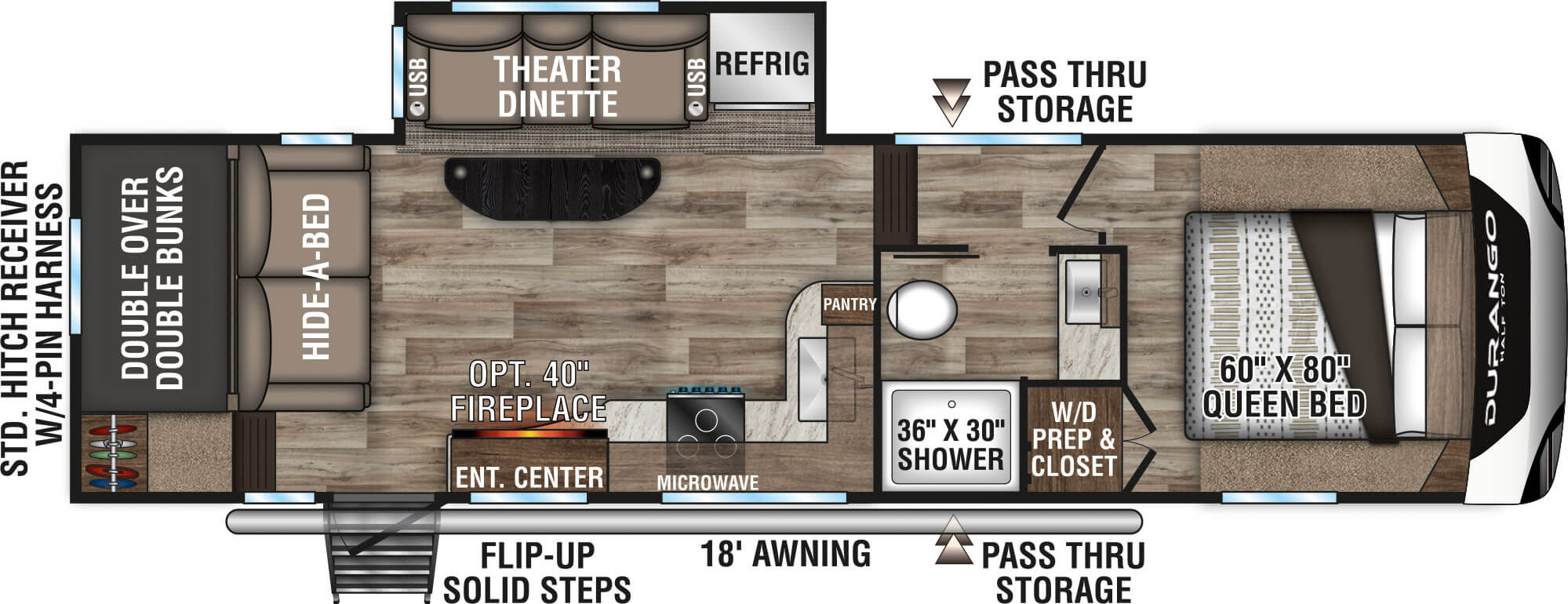 2021 KZ RV Durango D275BHS Fifth Wheel Floorplan