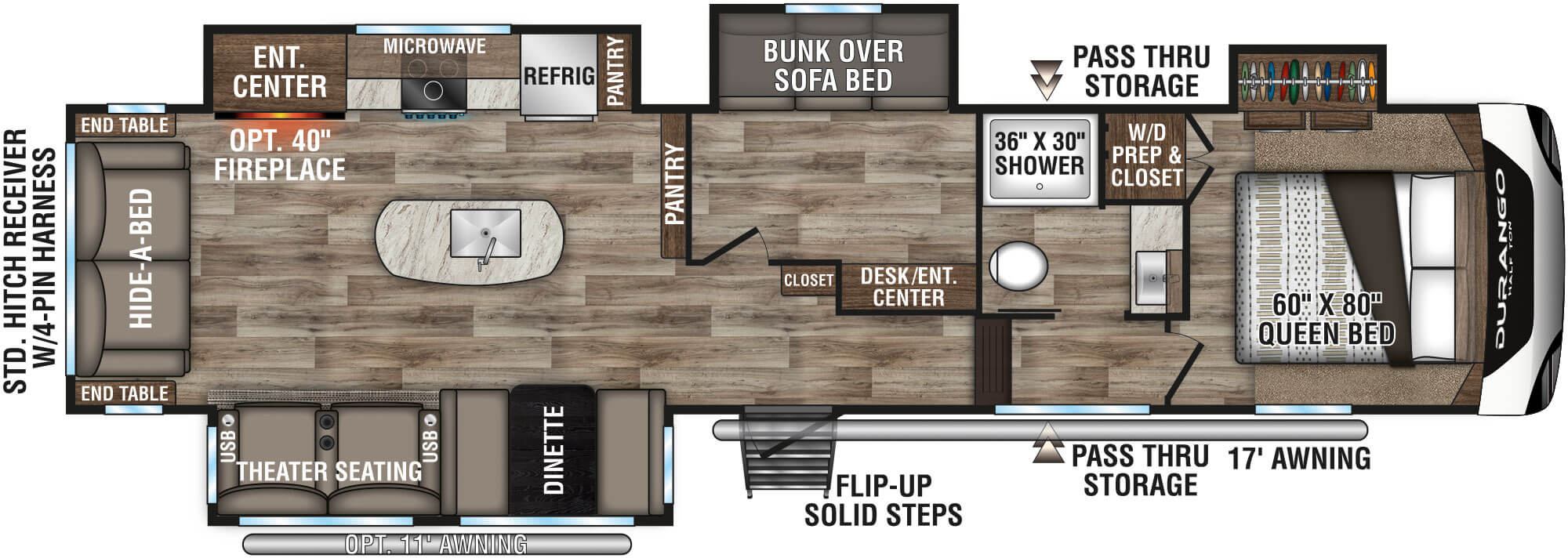 2021 KZ RV Durango D294MBQ Fifth Wheel Floorplan